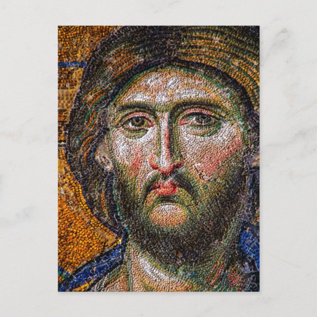 Vintage Jesus Christ Portrait Medieval Mosaic Postcard (Front)