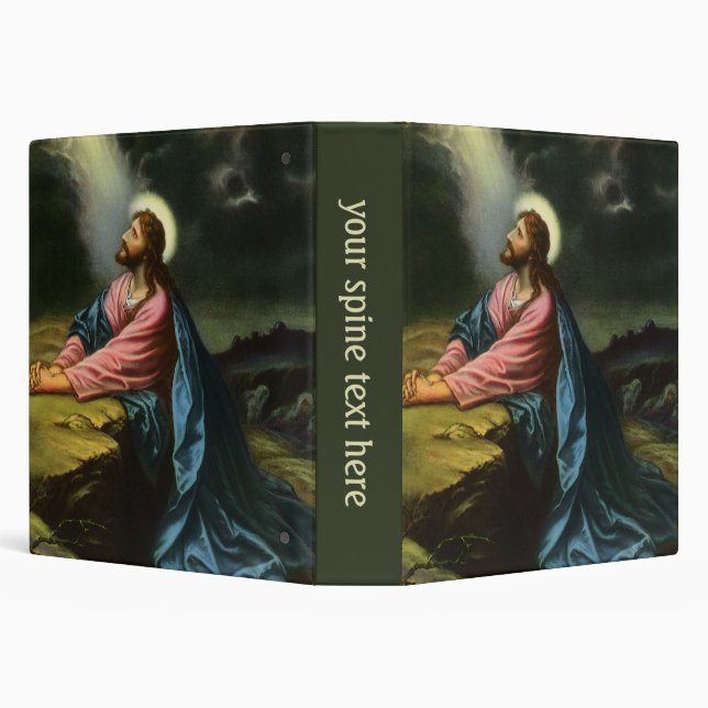 Vintage Jesus Christ Praying, Garden of Gethsemane Binder (Background)