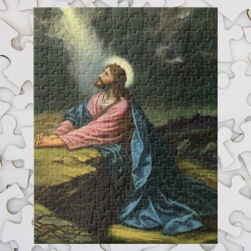 Vintage Jesus Christ Praying Garden of Gethsemane Jigsaw Puzzle