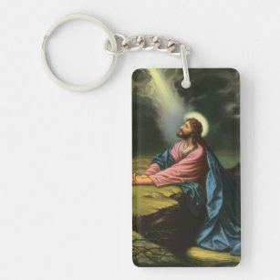 Vintage Jesus Christ Praying, Garden of Gethsemane Keychain