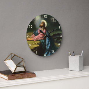 Vintage Jesus Christ Praying, Garden of Gethsemane Large Clock