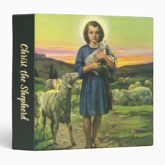Vintage Jesus Christ the Shepherd with Baby Lamb 3 Ring Binder