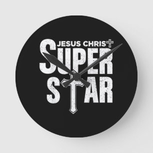 Vintage Jesus Christian Design Jesus Christ Super  Round Clock