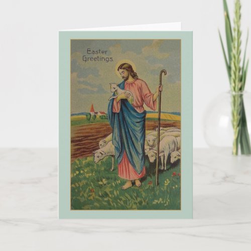 Vintage Jesus Good Shepherd Easter Card