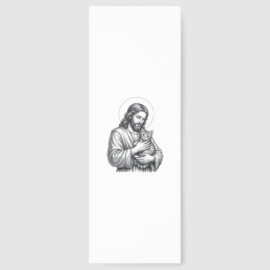 Vintage Jesus Holding Cat Engraving Graphic_1 Bookmarks