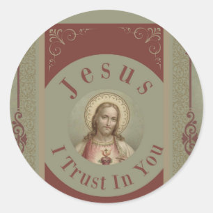 Vintage Jesus I Trust in You Classic Round Sticker