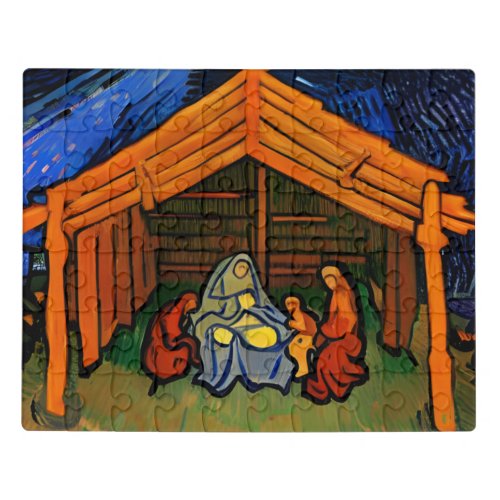 Vintage Jesus in the Manger Christmas Jigsaw Puzzle