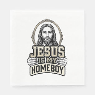 Vintage Jesus Is My Homeboy Engraved Vector Design Napkins