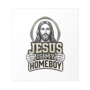 Vintage Jesus Is My Homeboy Engraved Vector Design Notepad