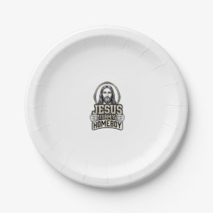 Vintage Jesus Is My Homeboy Engraved Vector Design Paper Plates