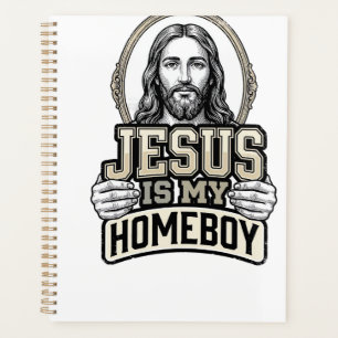 Vintage Jesus Is My Homeboy Engraved Vector Design Planner