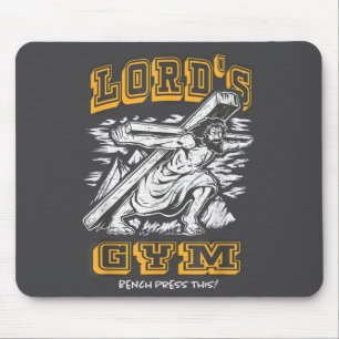 Vintage Jesus Lord's Gym Bench Press This! Motivat Mouse Pad