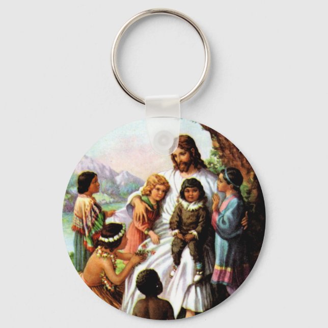 Vintage Jesus Loves Keychain (Front)