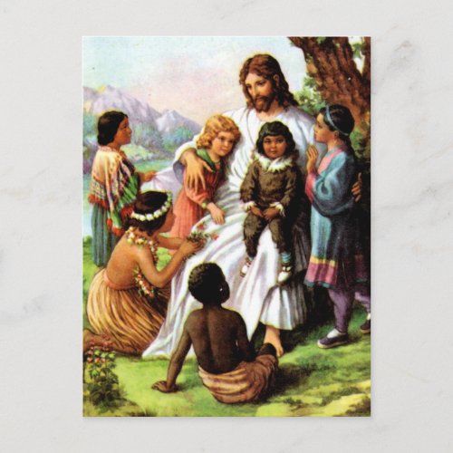 Vintage Jesus Loves Postcard