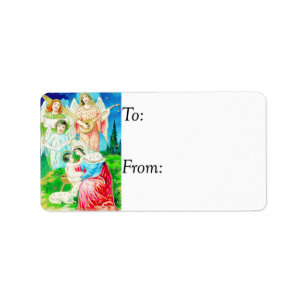 Vintage Jesus, Mary and Singing Angels Gift Tag