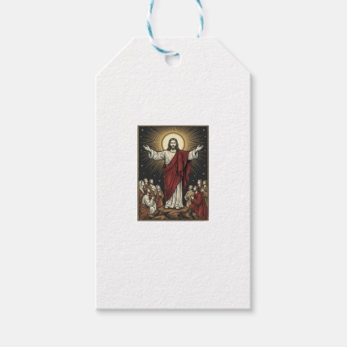 Vintage Jesus Radiant Glory Christian Engraving De Gift Tags