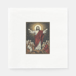 Vintage Jesus Radiant Glory Christian Engraving De Napkins