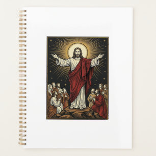 Vintage Jesus Radiant Glory Christian Engraving De Planner