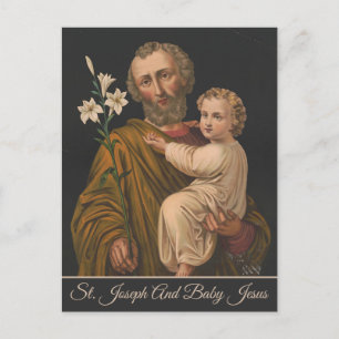 Vintage Jesus & St. Joseph Religious Christian Holiday Postcard