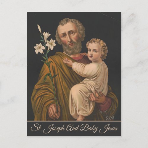 Vintage Jesus  St Joseph Religious Christian  Holiday Postcard