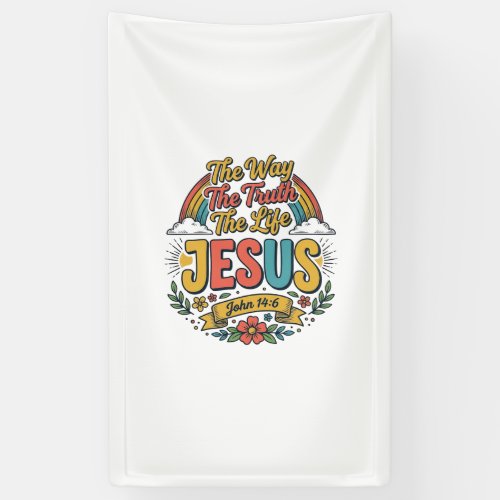 Vintage Jesus The Way Truth Life Shirt Banner