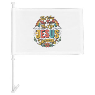 Vintage Jesus The Way Truth Life Shirt Car Flag