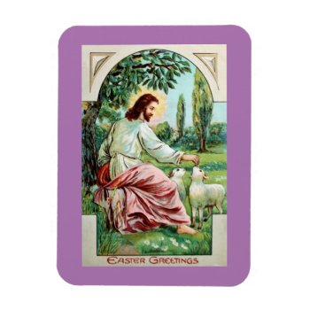 Vintage Jesus With Lambs Magnet by WingSong at Zazzle