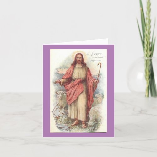 Vintage Jesus With Sheep Card