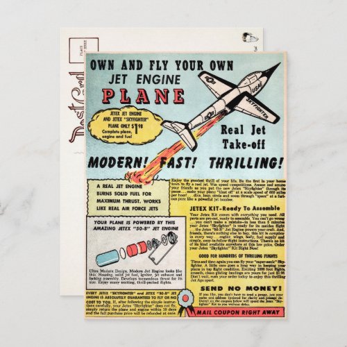 Vintage Jet Plane Advertisement Postcard 