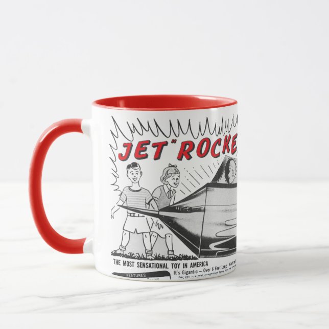 Vintage Jet Rocket Space Ship Mug (Left)