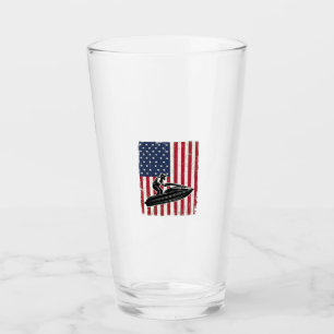 Vintage Jet Ski American Flag Vector Shirt Design_ Glass
