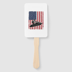 Vintage Jet Ski American Flag Vector Shirt Design_ Hand Fan