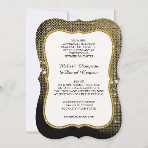 Vintage Jewel Glitter Glam Old Hollywood Regency Invitation