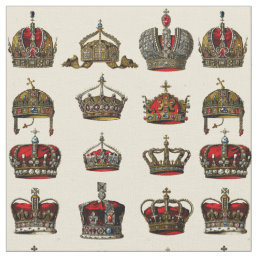Vintage Jeweled Crowns Pattern Fabric