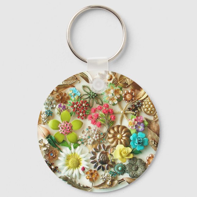 Vintage Jewels Floral Keychain (Front)