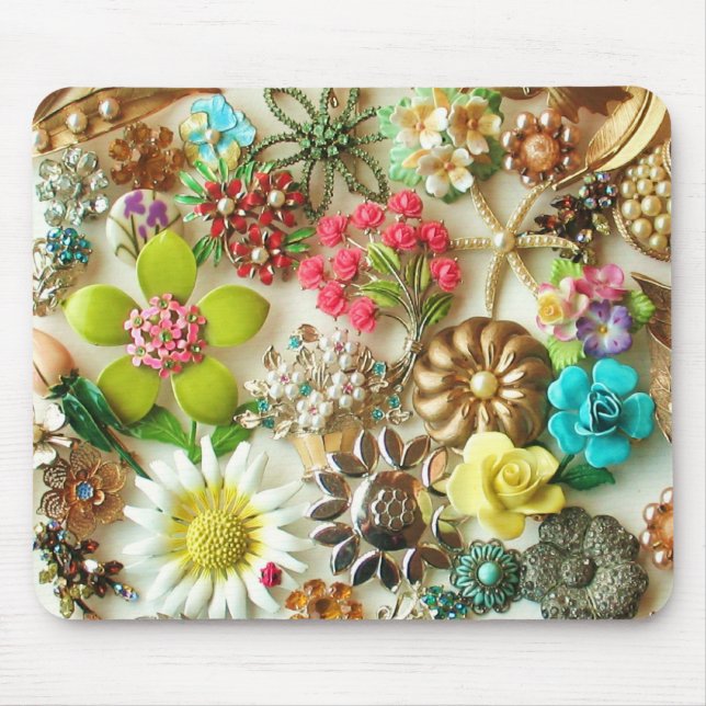 Vintage Jewels Floral Mousepad (Front)