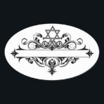Vintage Jewish Header Oval Sticker<br><div class="desc">Vintage Jewish header stickers.</div>