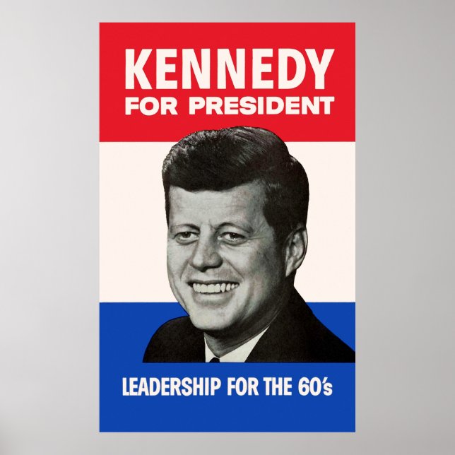 Vintage JFK Kennedy for President 1960 Campaign Poster (Front)