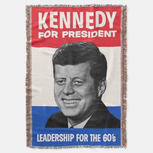 Vintage JFK Kennedy for President 1960 Campaign Throw Blanket