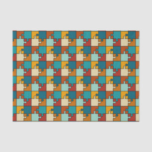 Vintage Jigsaw Puzzle Pieces Pattern Tissue Paper