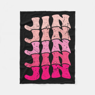 Vintage Jin Personalized Name Love Jin 80s Groovy Fleece Blanket