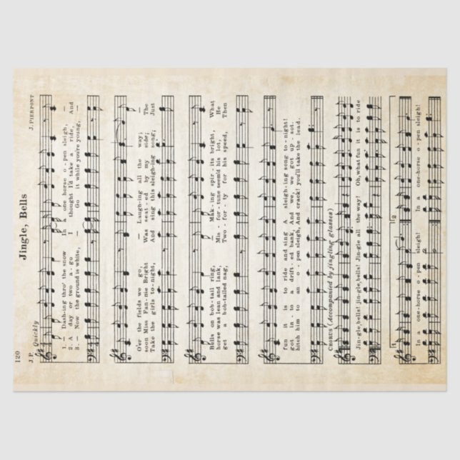 Vintage Jingle Bells Tissue Paper and Decoupage  (Front)