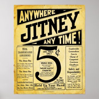 Vintage Jitney Bus Transportation Sign