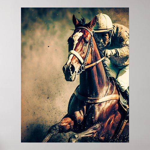 Vintage Jockey Horse Racing Art Poster