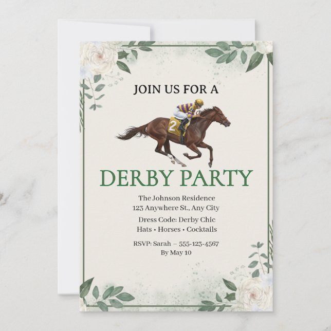 Vintage Jockey Horse Racing Derby Party Invitation (Front)