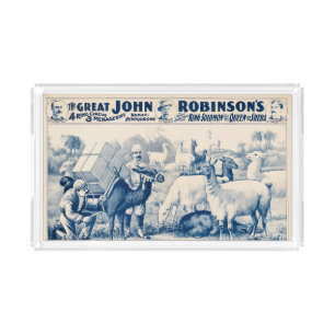 Vintage John Robinson Circus Poster Acrylic Tray