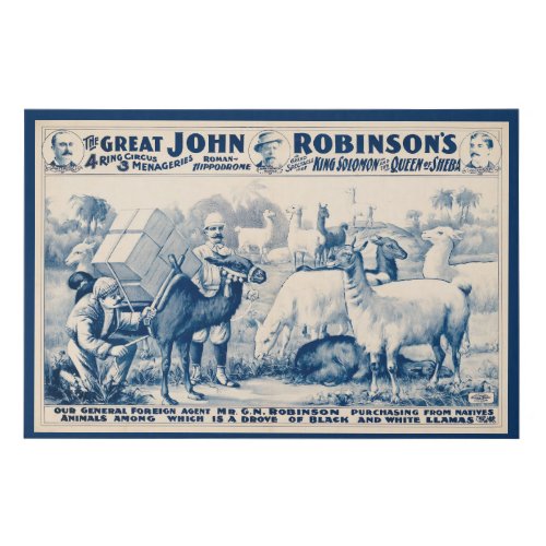 Vintage John Robinson Circus Poster Faux Canvas Print