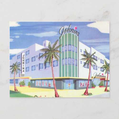 Vintage Johnina Hotel Miami Beach Florida Postcard