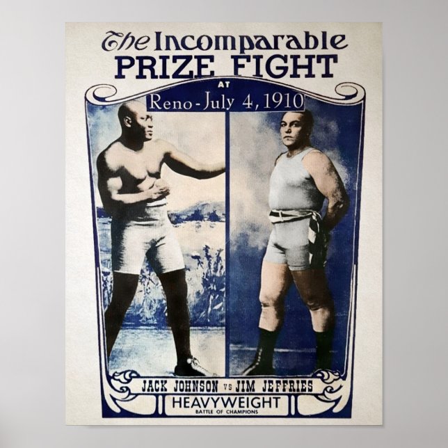 Vintage Johnson VS Jeffries Prize Fight Poster (Front)