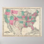 Vintage Johnson's Map of the United States (1866) Poster
